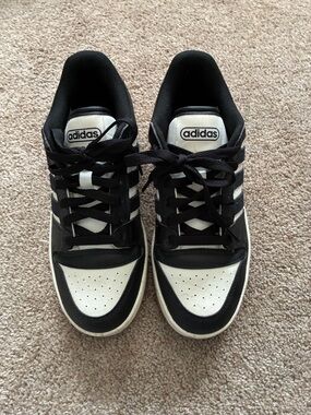 Boys Adidas Black and White Low-Top Sneakers